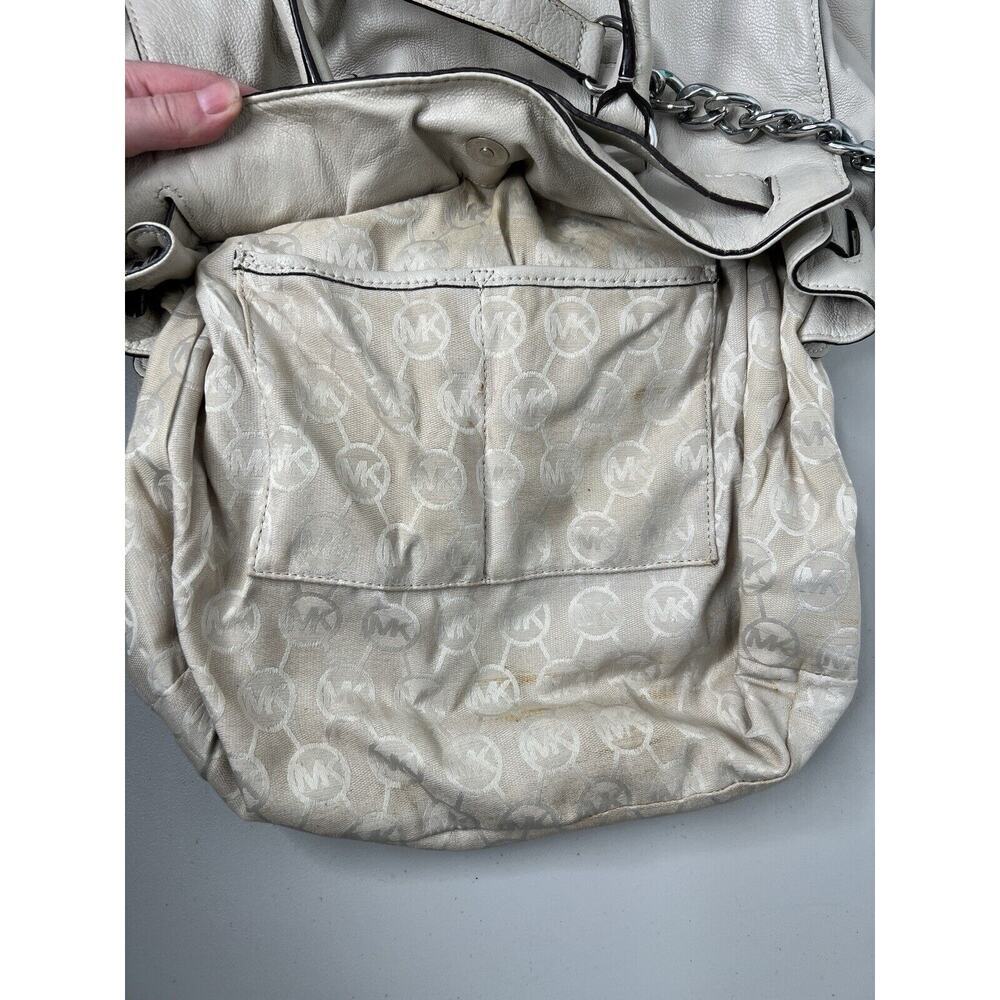 Michael Kors Hamilton Lock Cream Leather Large Satchel Shoulder Bag - Picture 11 of 11